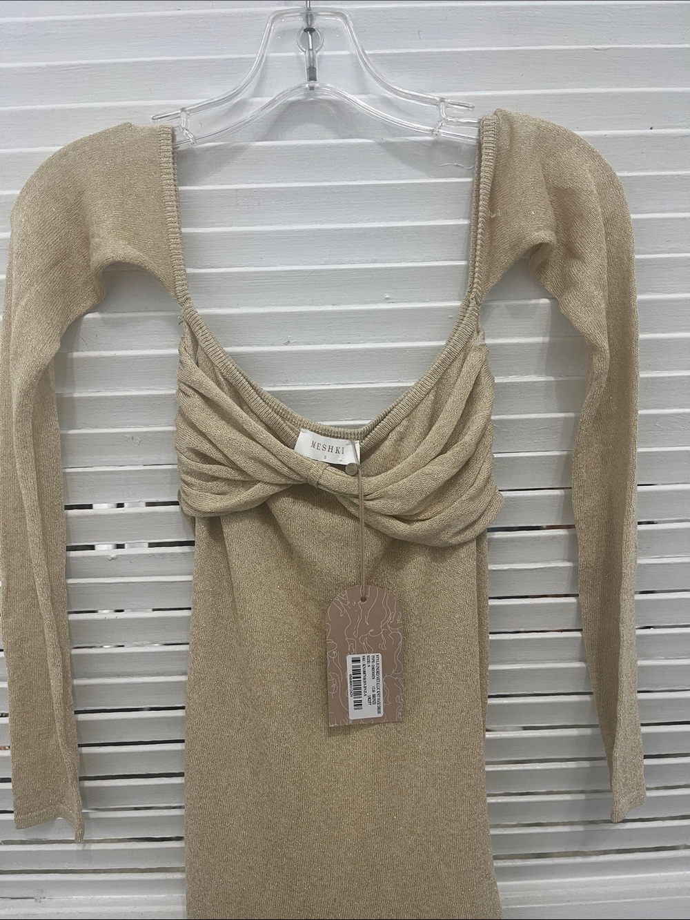 Meshki Champagne Twist-Front Long Sleeve Maxi Dress - Picture 4 of 6